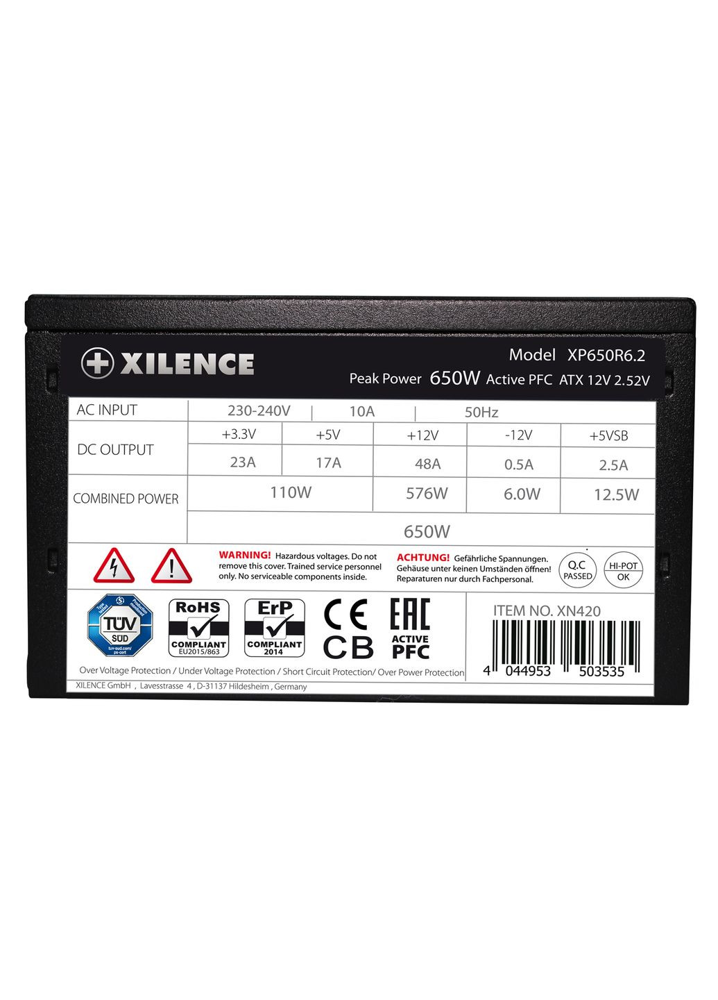 БЖ 650W XP650R6.2_Bulk Performance C+ 120mm, 80+ White, Bulk XILENCE (314865518)