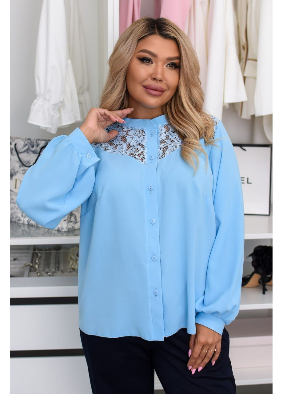 Голубая блуза женская с вышивкой Style Point