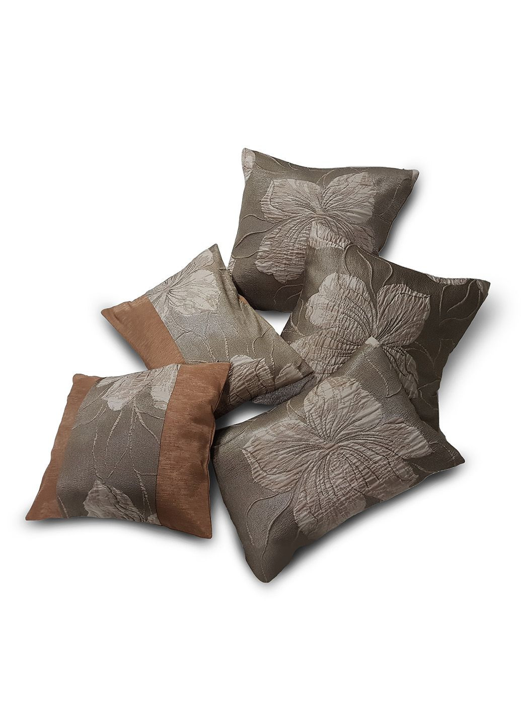 Комплект декоративних подушок Fkower 40х40см 2шт 40х30см 1шт 40х25см 1шт 33х28см 1шт оливковий (п_0685) Firanka Flowers (315319335)