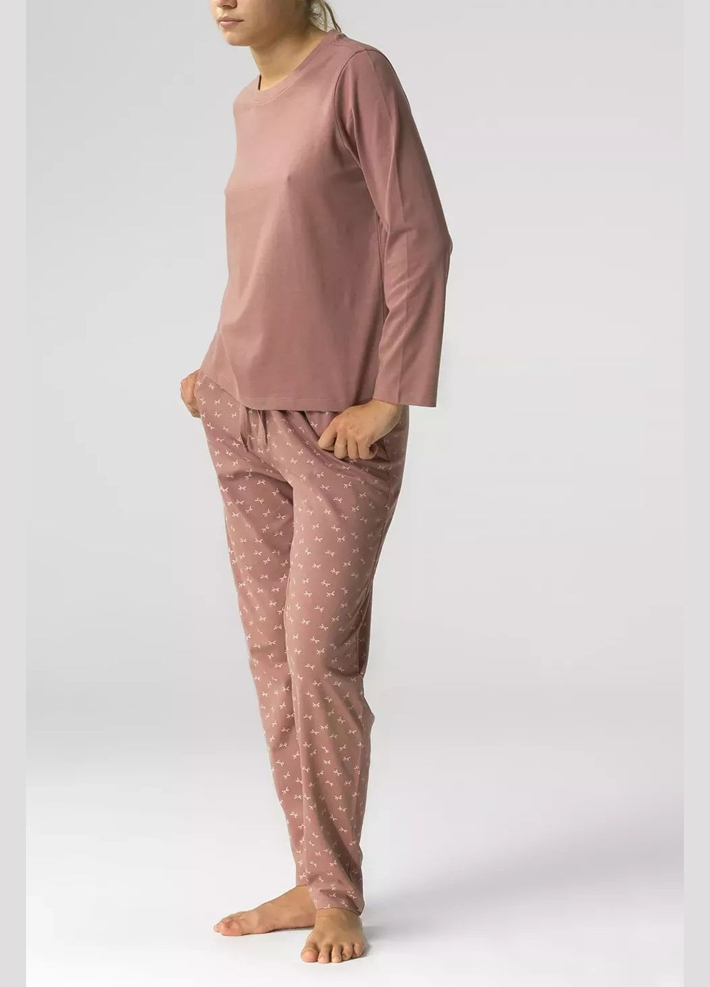 Пудрова всесезон піжама котонова жіноча nlp 483 кофта + брюки Atlantic