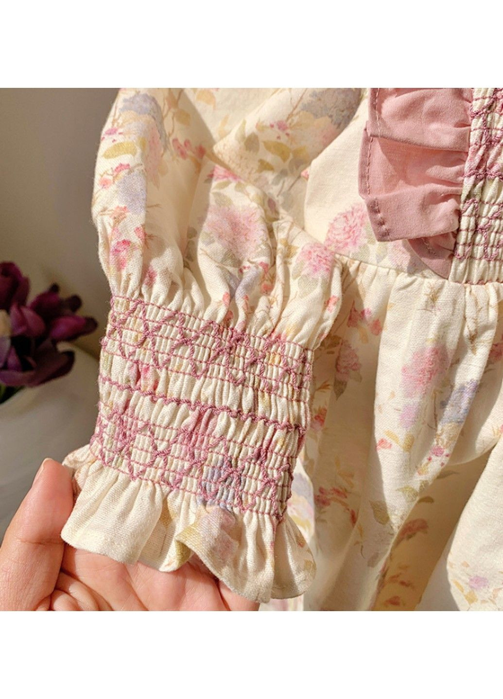 Бежева дитяча сукня з квітковим принтом No Brand (343414986)