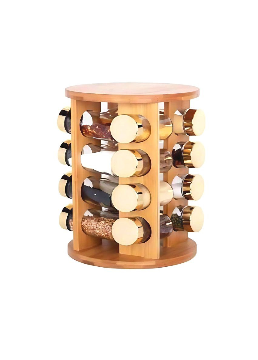 Набор для специй на деревянной подставке 16 стеклянных емкостей для приправ удобный органайзер для кухни ProDobro (364190926)