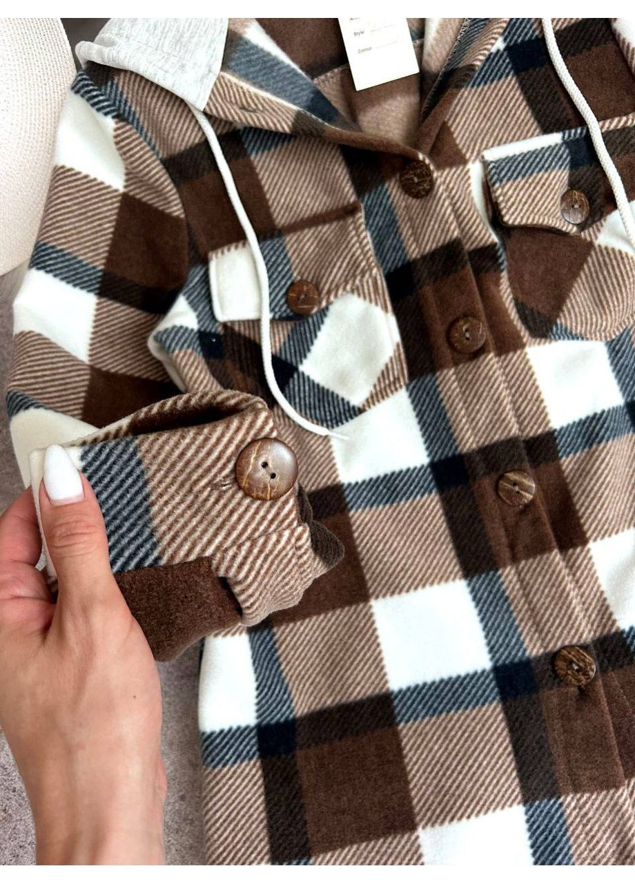 Темно-коричневая повседневный рубашка в клетку Україна с длинным рукавом