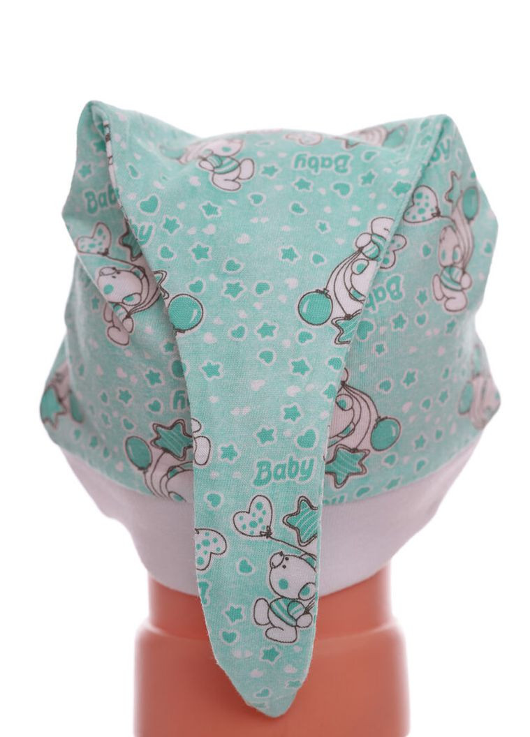 Шапка з вузликом кулір м'ятний ведмедик 1м+ (52008) BABYKROHA (315748236)