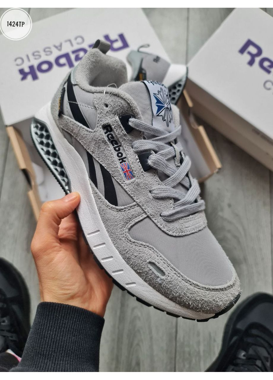 Серые демисезонные кроссовки мужские reebok classic leather hexalite cordura gray рибок No Brand