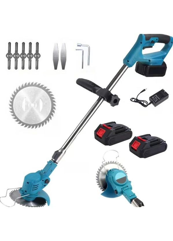 Аккумуляторная газонокосилка MK150B с двумя аккумуляторами 48V, триммер с прямой штангой, набор ножей комплект No Brand (339872352)