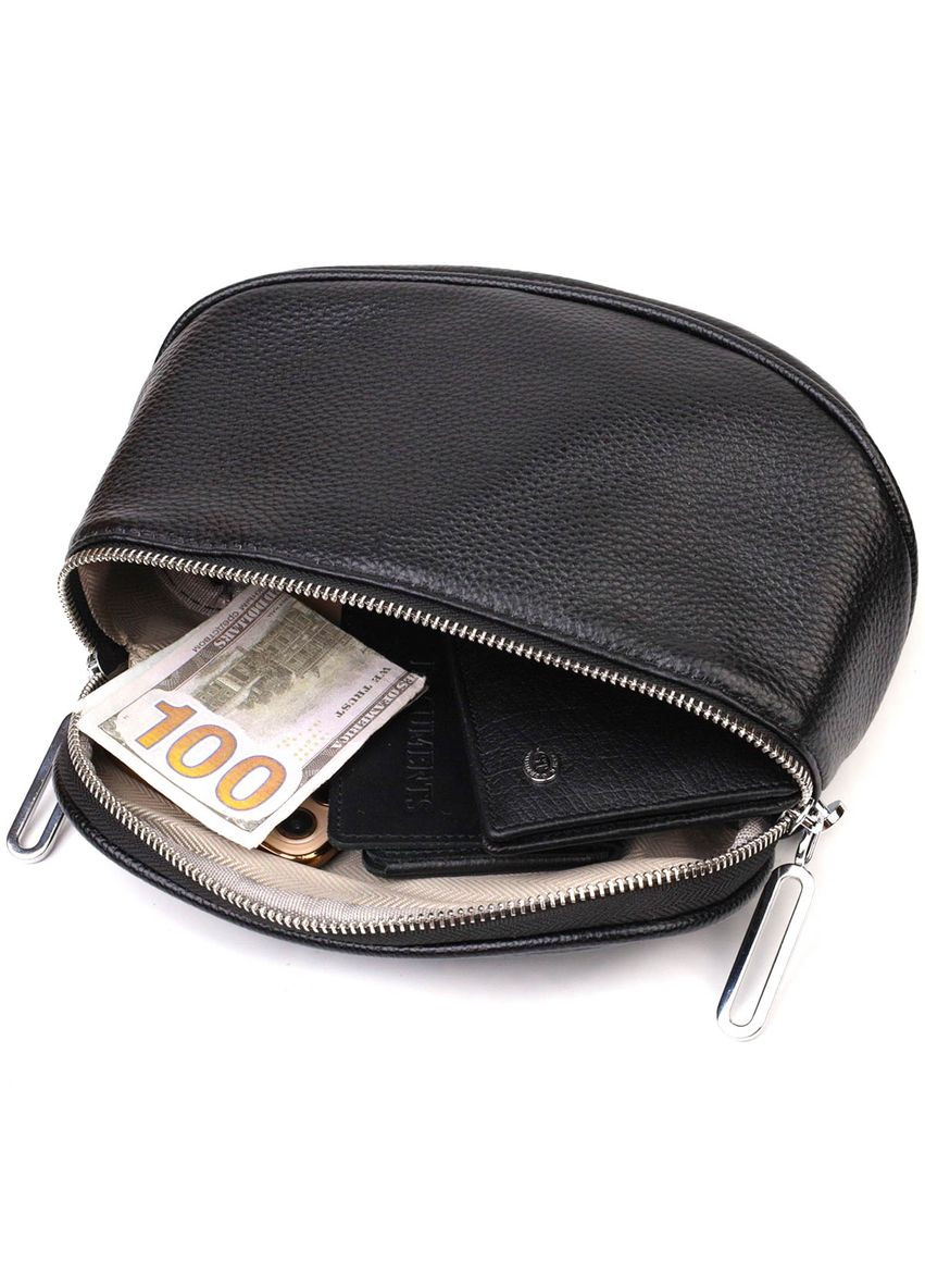 Полукруглая кроссбоди через плечо из натуральной кожи черная 22079 Vintage (329198002)