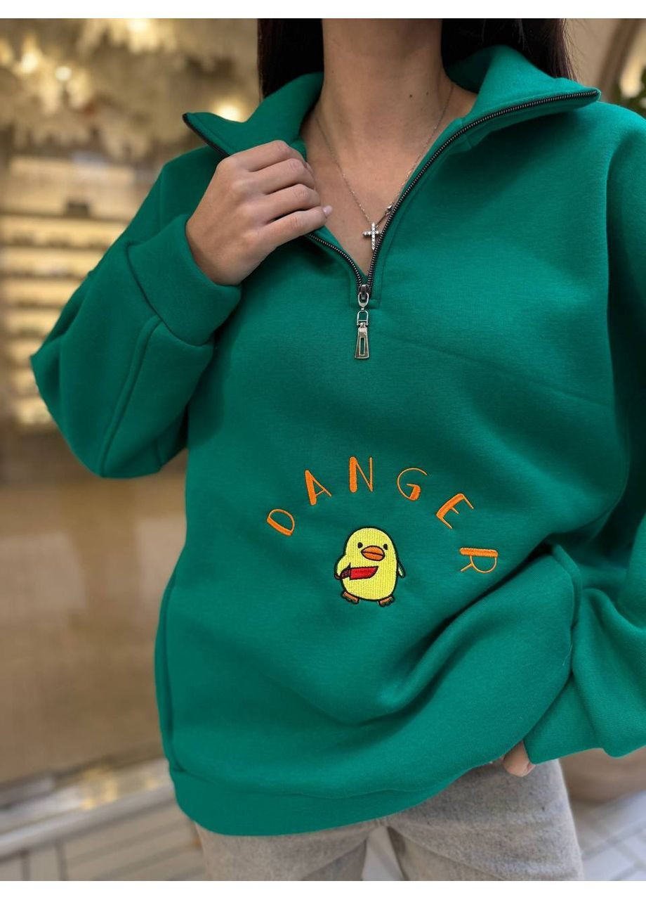 Зеленый женский свитшот на флисе Osoblyva (365696358)