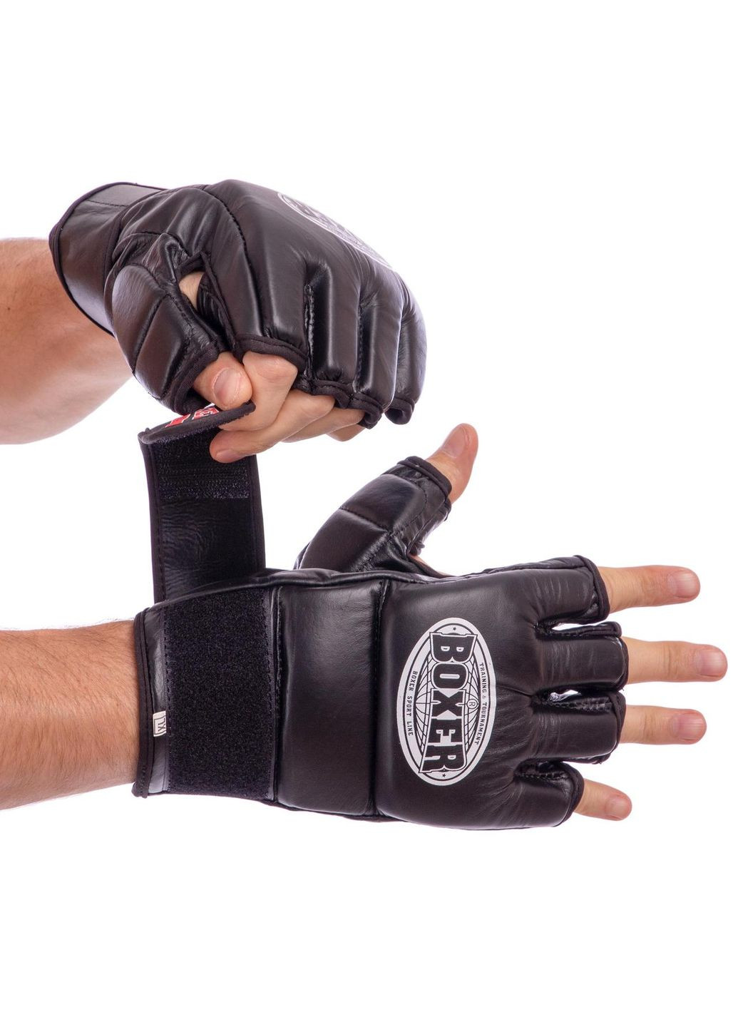 Перчатки для смешанных единоборств MMA кожаные (р-р, ) (5020_Черный_M) Boxer (354702821)