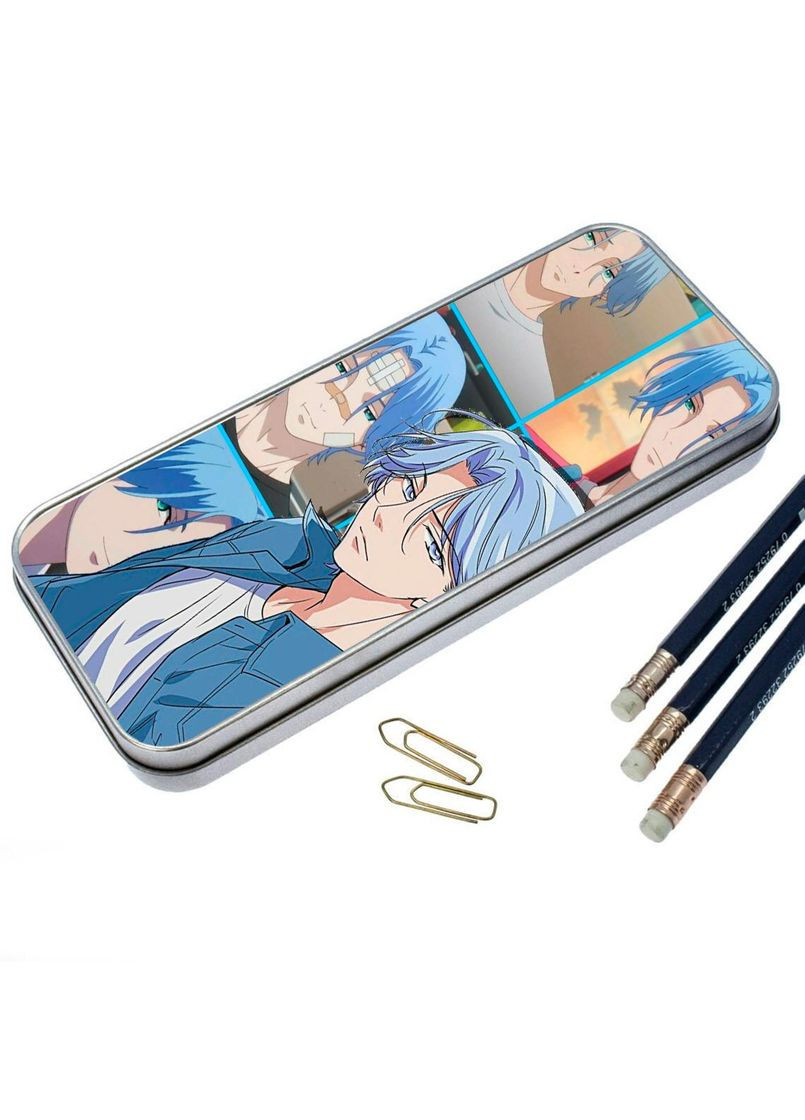 Органайзер для канцелярских принадлежностей металлический, кейс для мелочей Скейт Бесконечность #002 7*18 см Silver No Brand (309157296)