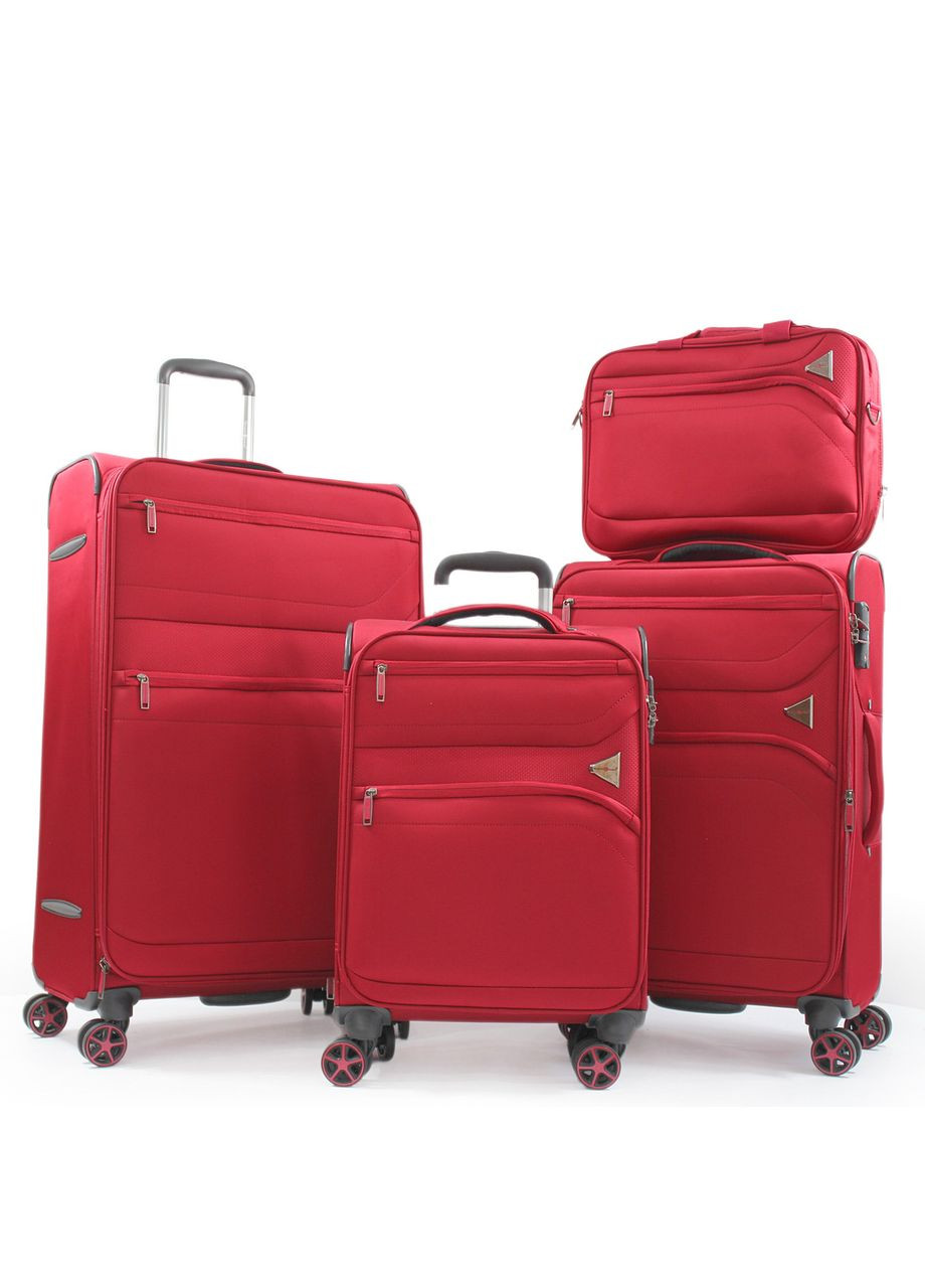 Набор чемоданов Франция (L M S+BC-4шт) ткань красный/ 21505 Snowball (324801749)