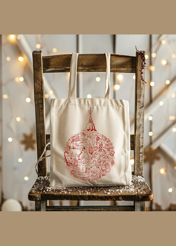 Эко-сумка, шоппер, повседневная с новогодним принтом "Новогодний Шар" Кавун шопер (316137770)