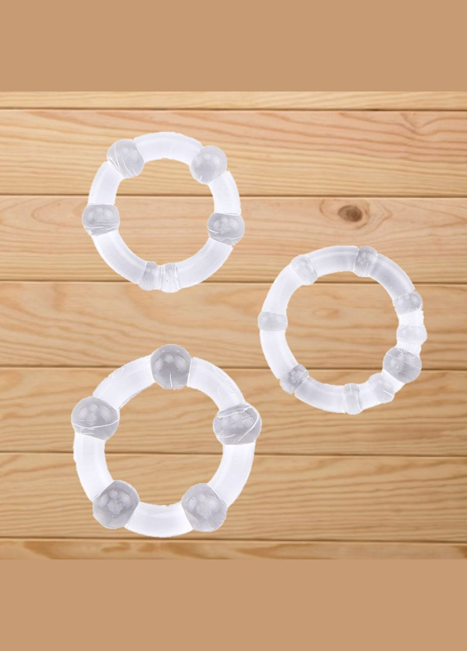 Набор из 3 эрекционных колец GK Power "Beaded Cock Rings Clear" Chisa (298936957)
