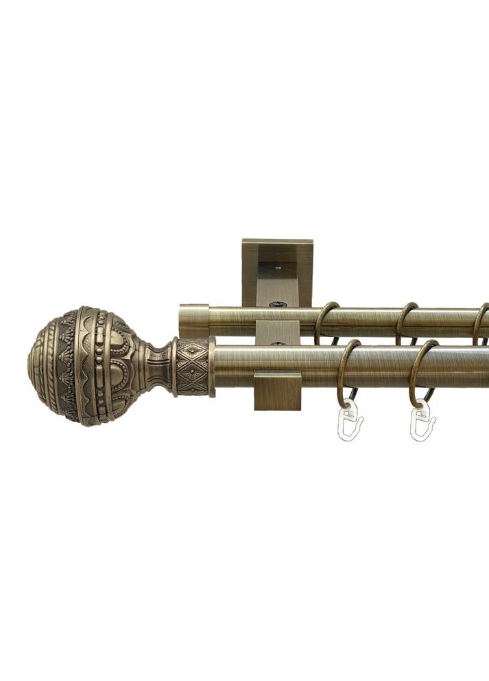 Карниз Арабеска металевий дворядний техно гладка труба Антик 25\19 мм 160 см (00-00025940) ORVIT (300843863)