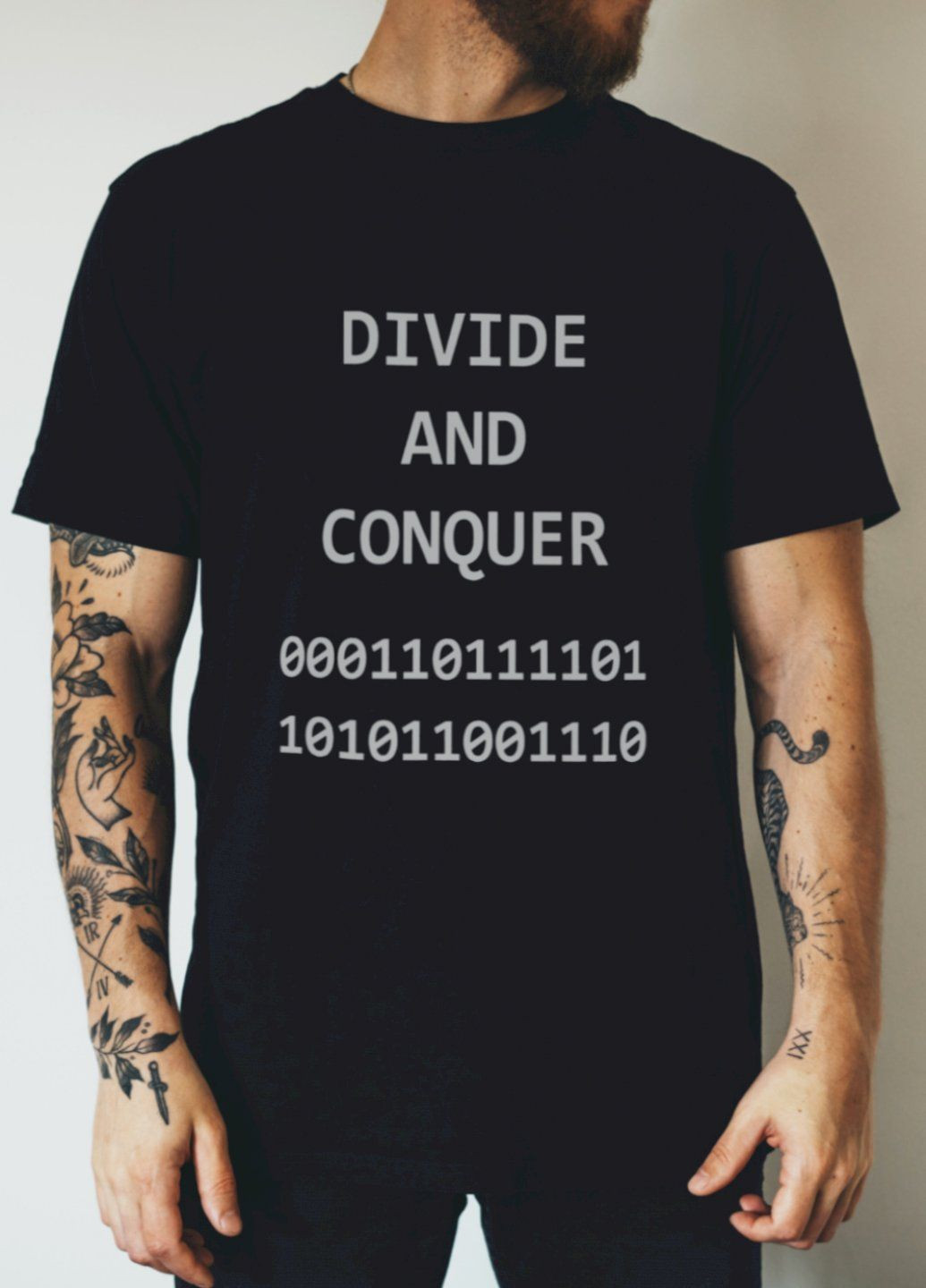 Черная футболка черная мужская "divide and conquer" Ctrl+