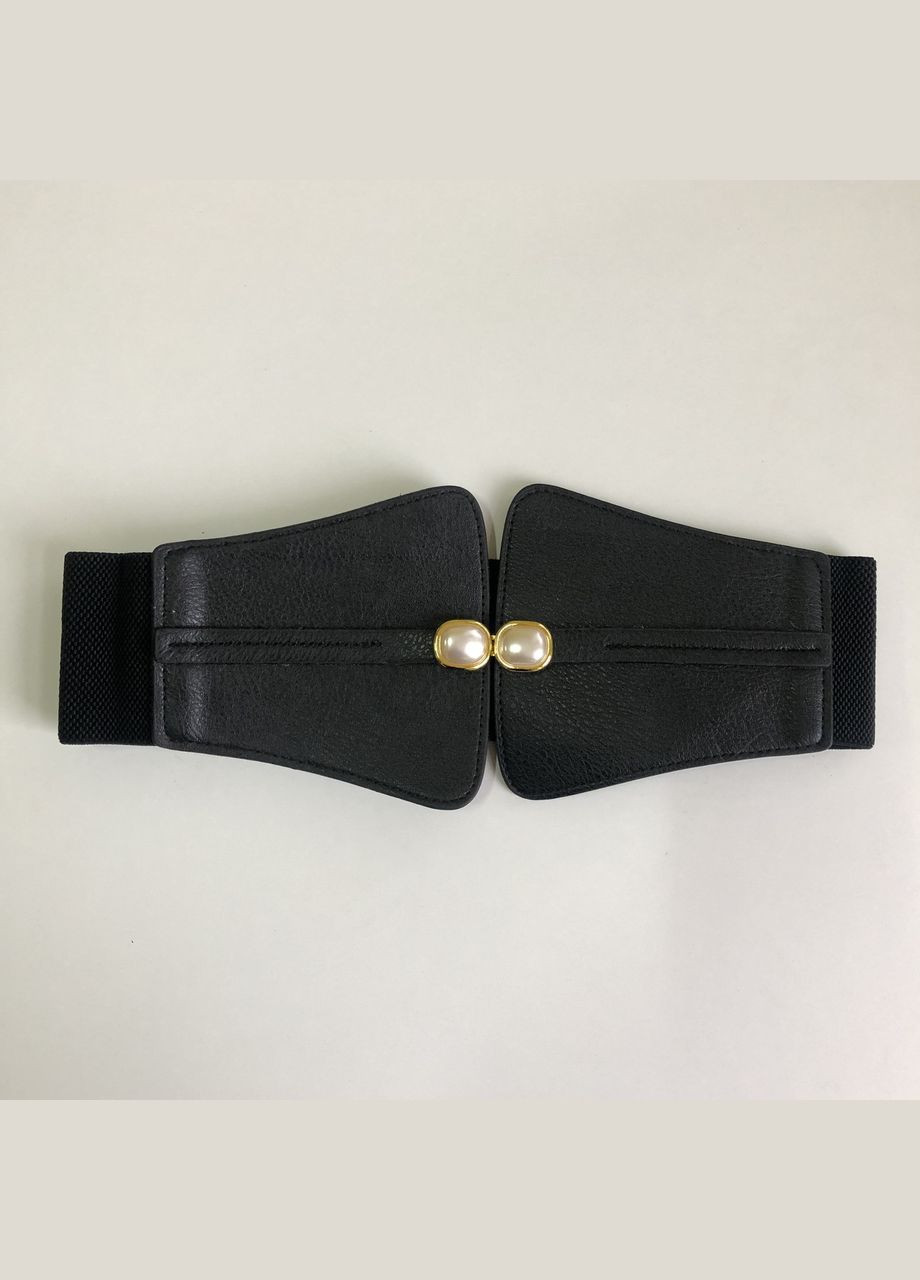 Широкий пояс с жемчужинами ремень ремешок One Size черный (16-8) No Brand (308999903)