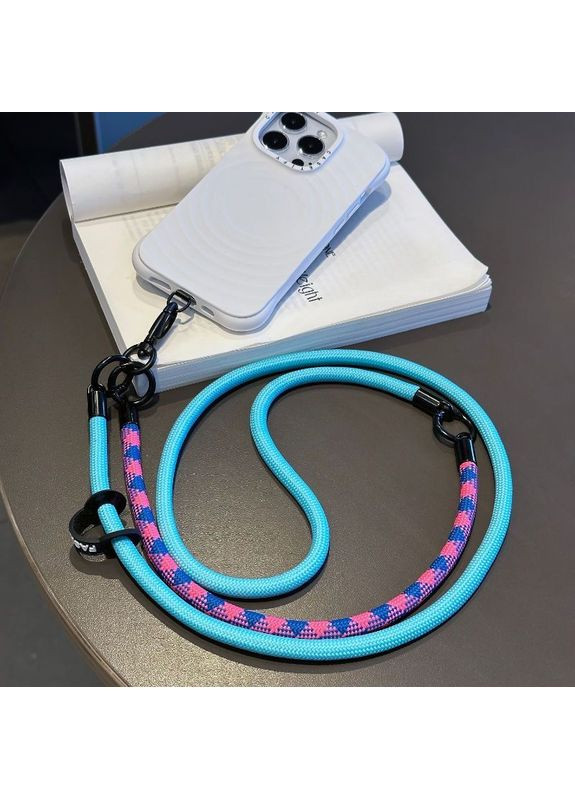 Стильний універсальний ремінець-шнурок для телефону із двох частин 2в1: на шию, на руку, через плече Блакитний No Brand (328958182)