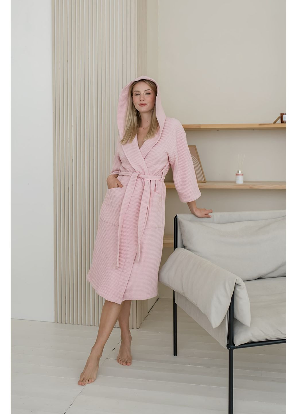 Вафельный халат с капюшоном XXL. Vishnya (360240374)