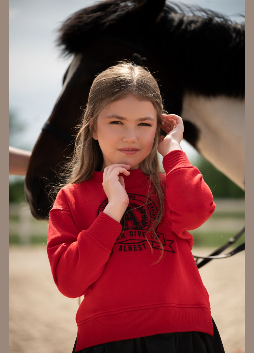 Червона сукня світшот never give up ALNEST (297466963)