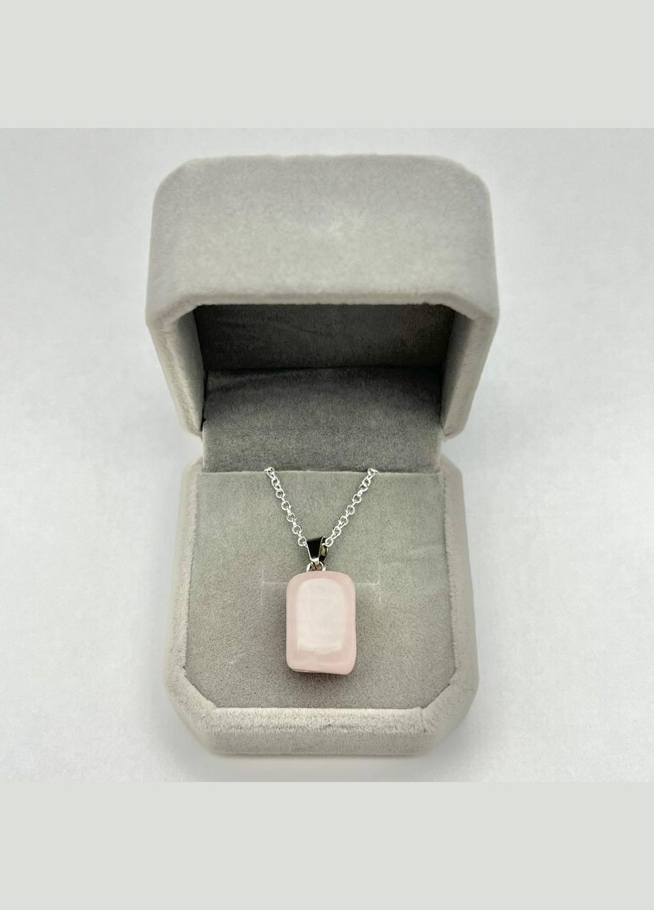Кулон талісман з натуральним каменем Нефрит у формі "міні блок" на ланцюжку сталь у оксамитовій коробочці No Brand (331291769)