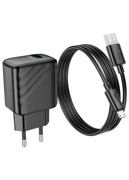 Зарядное устройство (6942007609890) Hoco CS21A Rich USB QC3.0 + cable USB to Micro 5P Black (370014492)