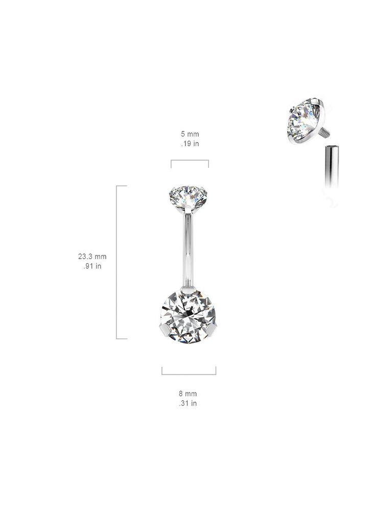 Титановая серьга-банан для пирсинга пупка TIN14-141058-AB (Штанга: 10мм, Цвет камня: Северное сияние) Spikes (333698496)