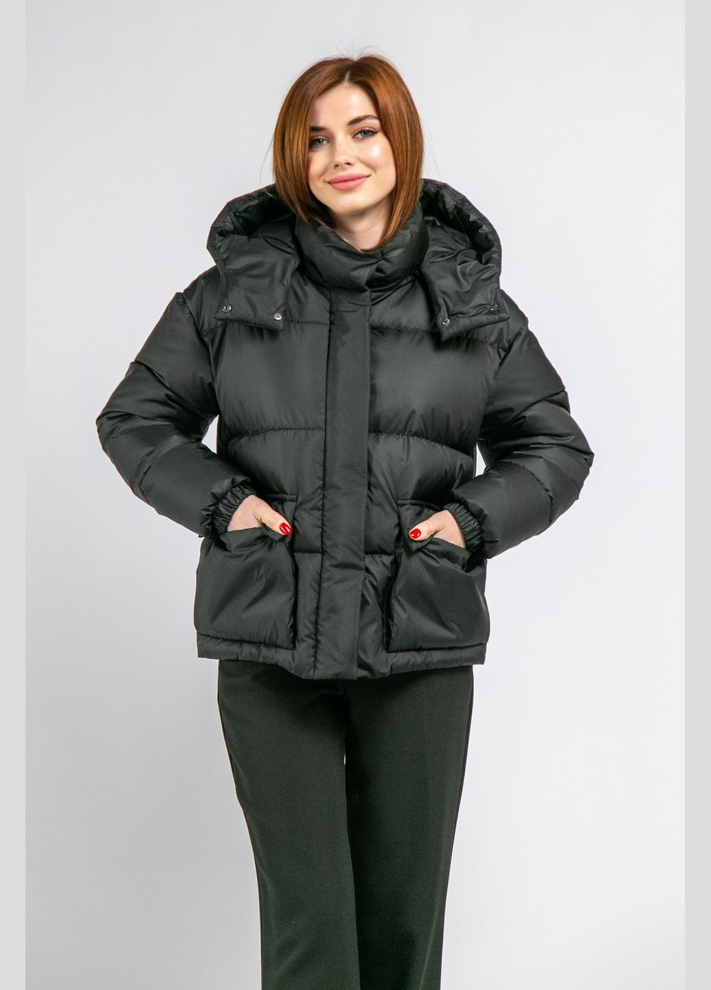 Черная зимняя куртка зимняя с карманами CHICLY