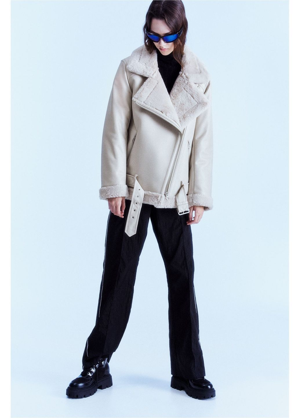 Дубленка авиатор с воротником, манжетами и подолом из мягкого плюша. H&M (365593482)