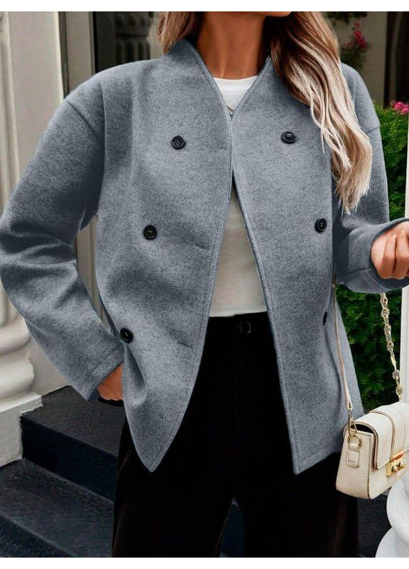 Серое демисезонное Стильное укороченное пальто из кашемира "Гармония формы" | Размерная сетка в описании пальто-рубашка DK/DL Мода без кордонів