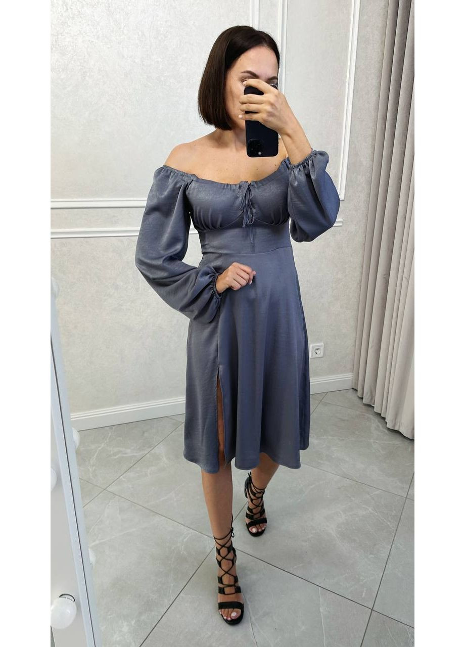 Сіра святковий сукня з шовку — заміри в описі силуетна GD/GL Модний простір однотонна