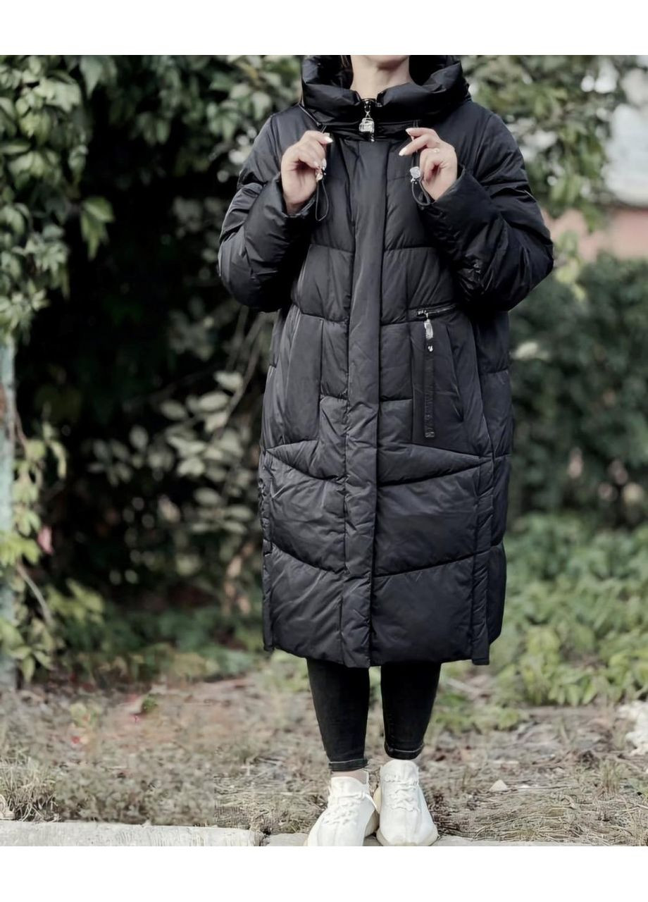 Чорне зимнє Зимове жіноче пальто 25505 Mishele