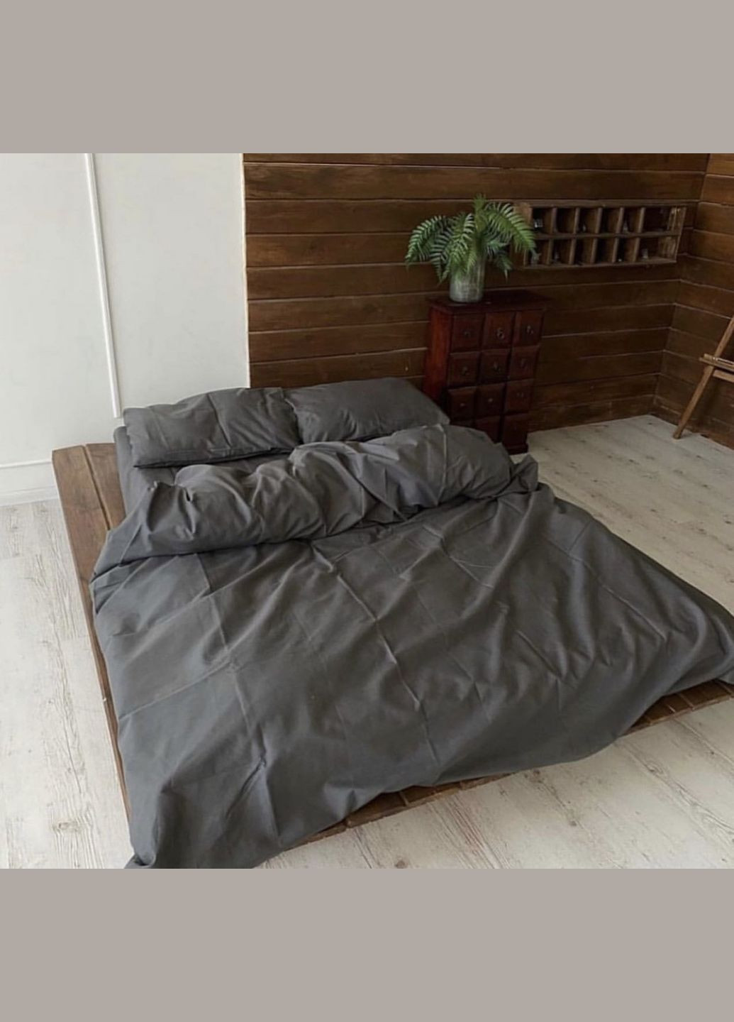 Постельное белье хлопковое Однотонная Евро Простынь на резинке 160x200х20 Бязь Графитовое 70 х 70 No Brand (303677855)