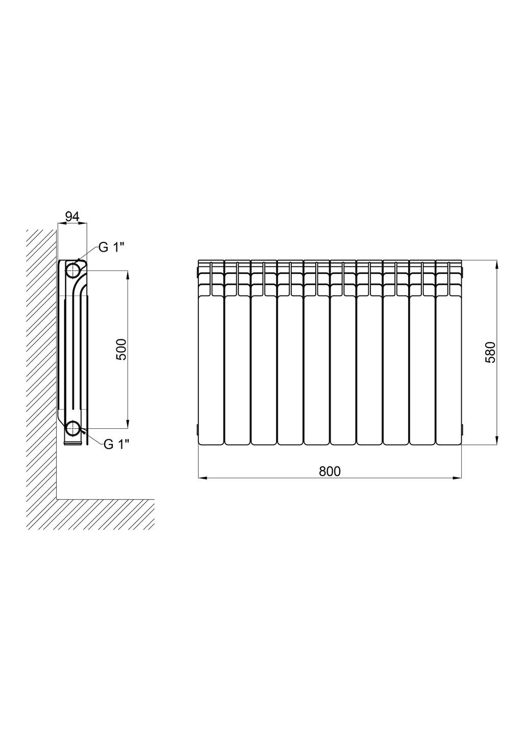Радиатор алюминиевый All-Vulcan 500/96 1,05 кг Thermo Alliance V50096A (346492779)