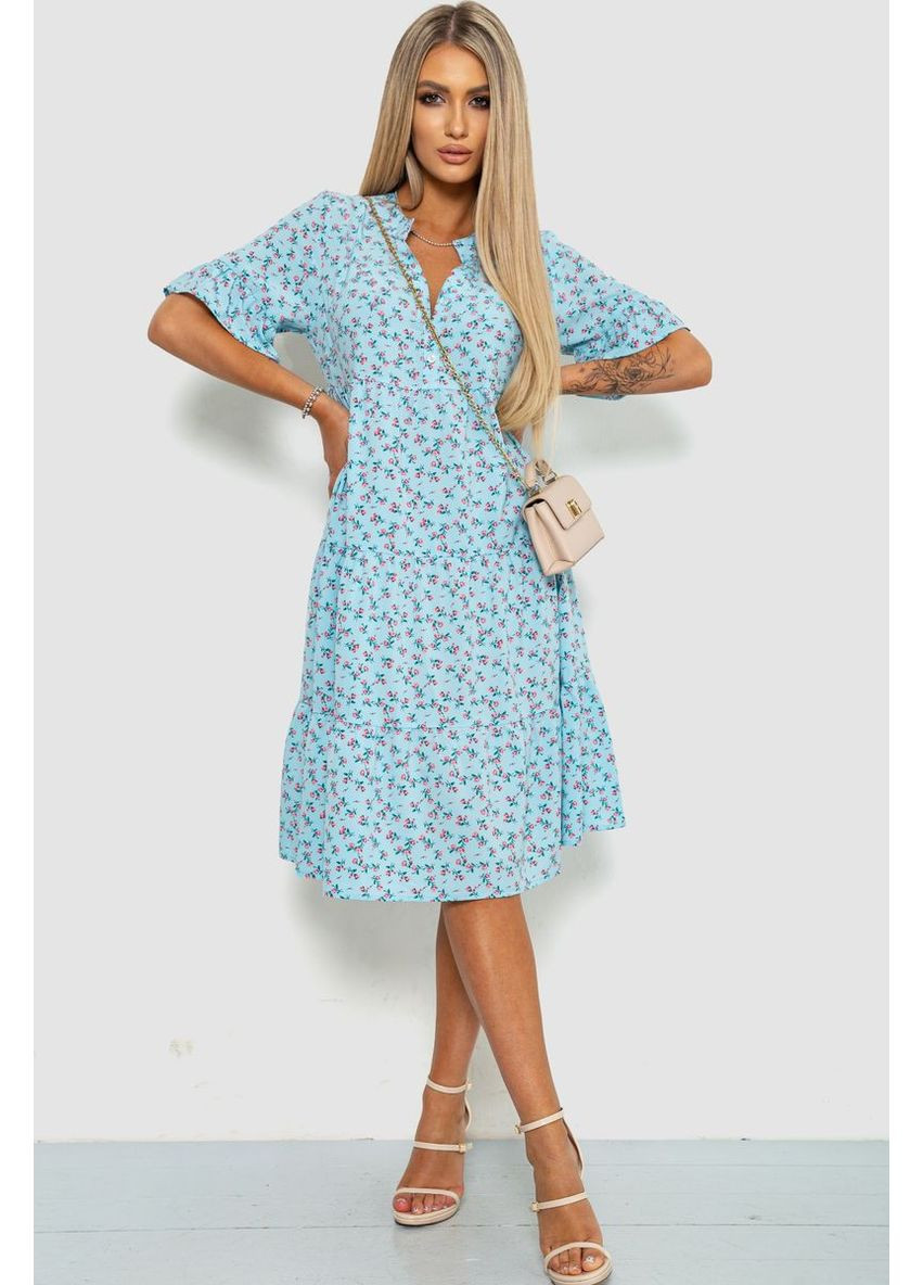 Голубое платье с цветочным принтом,, 102r5251-1 Ager