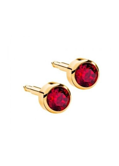 Сережки-гвоздики пусети середні завальцьовані золото, камінь рубін, 12 пар 3 мм R207Y STUDEX (360502344)