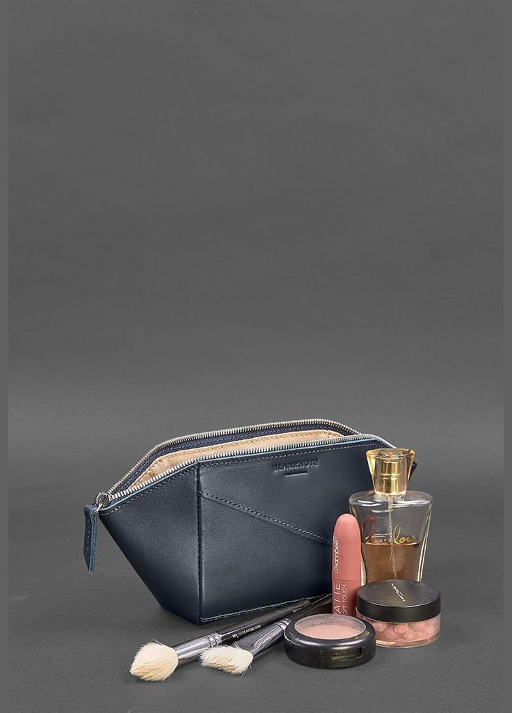 Женская кожаная косметичка 2.0 Краст темно-синяя (A-026739) BlankNote (329742927)