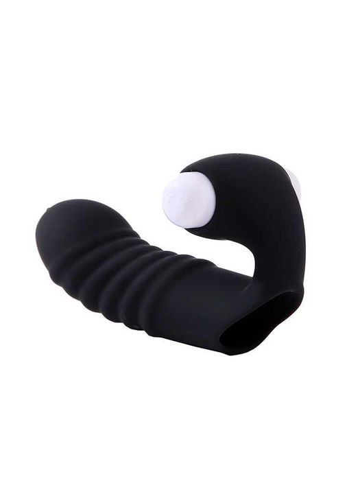 Вибратор силиконовый для клитора на палец водонепроницаемый 8,5 см х 2,3 см черный No Brand (366665206)