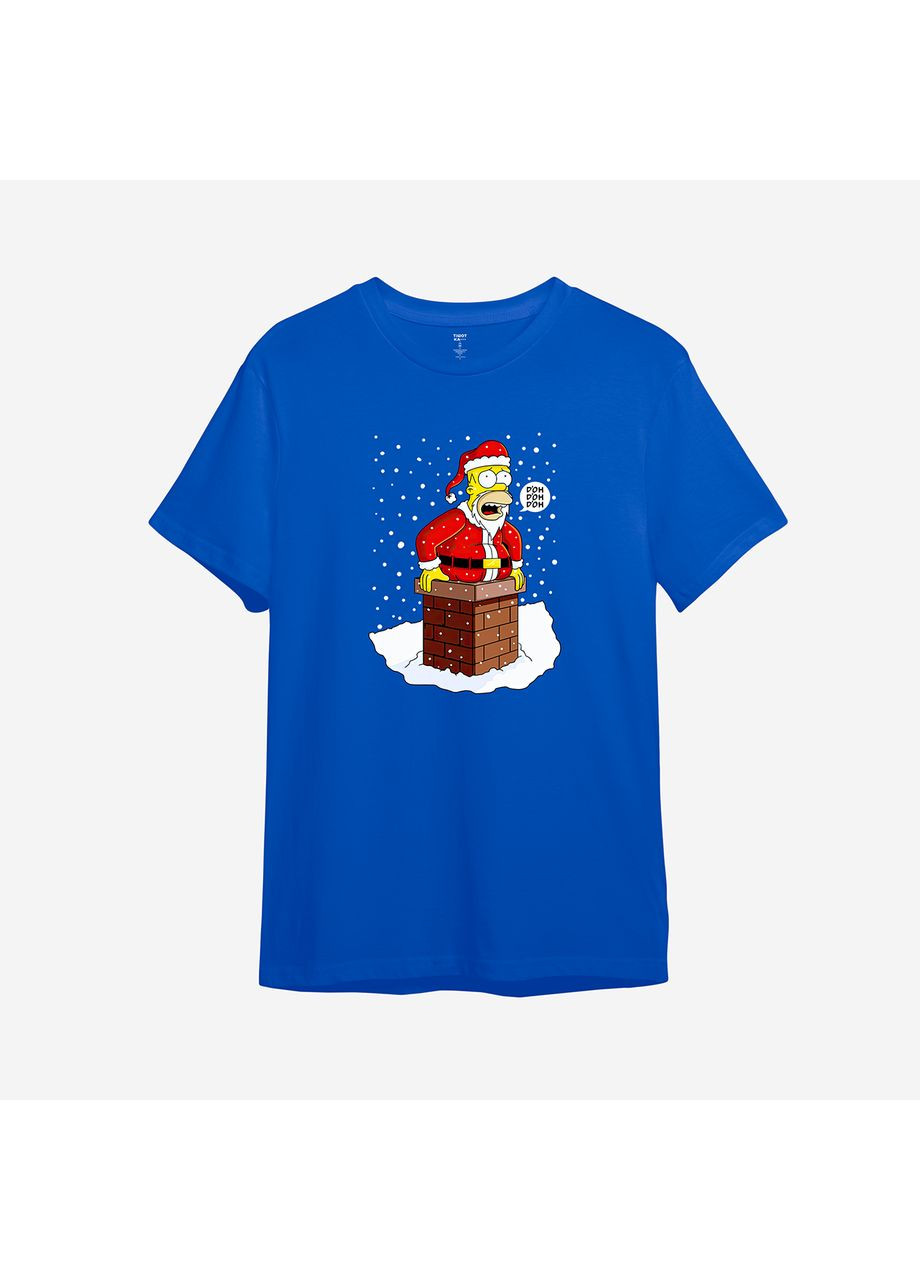 Синяя новогодняя футболка с принтом "gomer simpson". симпсоны (10611488193) с коротким рукавом ТiШОТКА