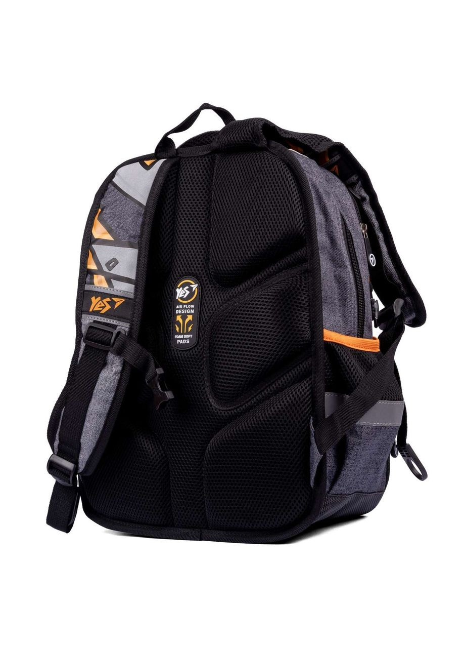 Шкільний рюкзак, одне відділення, дві фронтальні кишені, бічні кишені, розмір 40*29*14см сірочорний AsPro Yes (293510918)