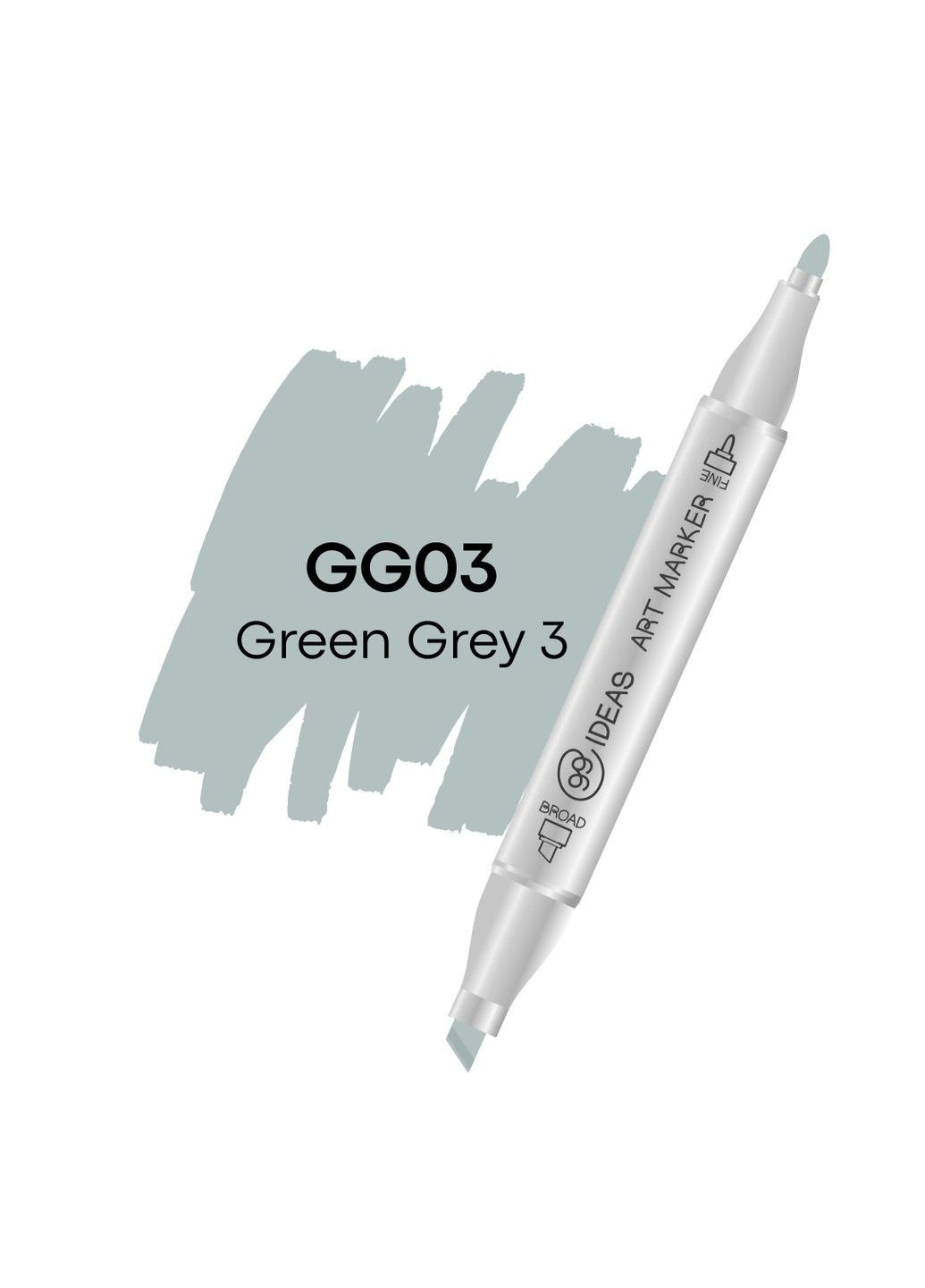 Маркер двосторонній Сіро-зелений 3, GG03, 99IDEAS (329143952)