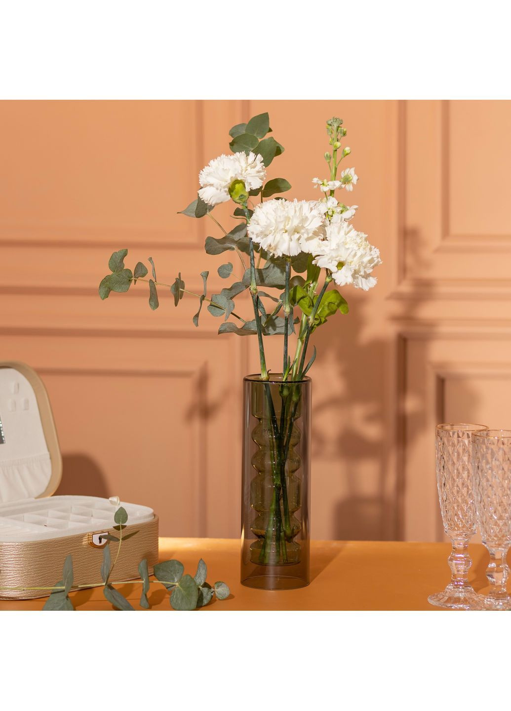 Ваза для цветов Flower Season стеклянная двухслойная 24 см зеленая HP-10-25 No Brand (370849823)