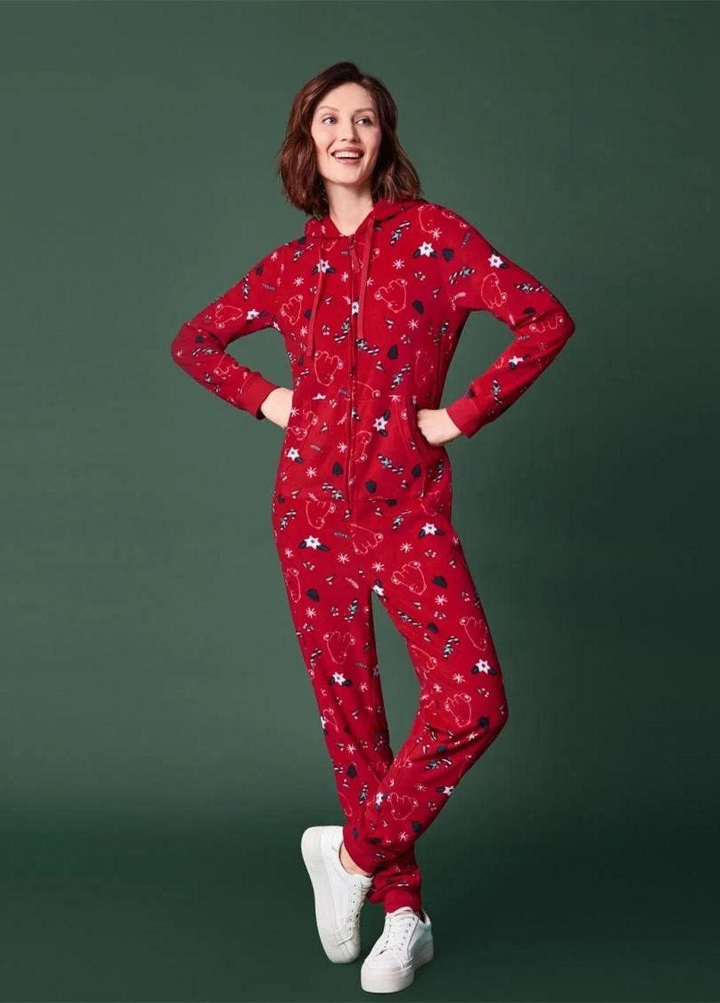 Жіноча піжама флісова кігурумі в новорічний принт Esmara (362916308)