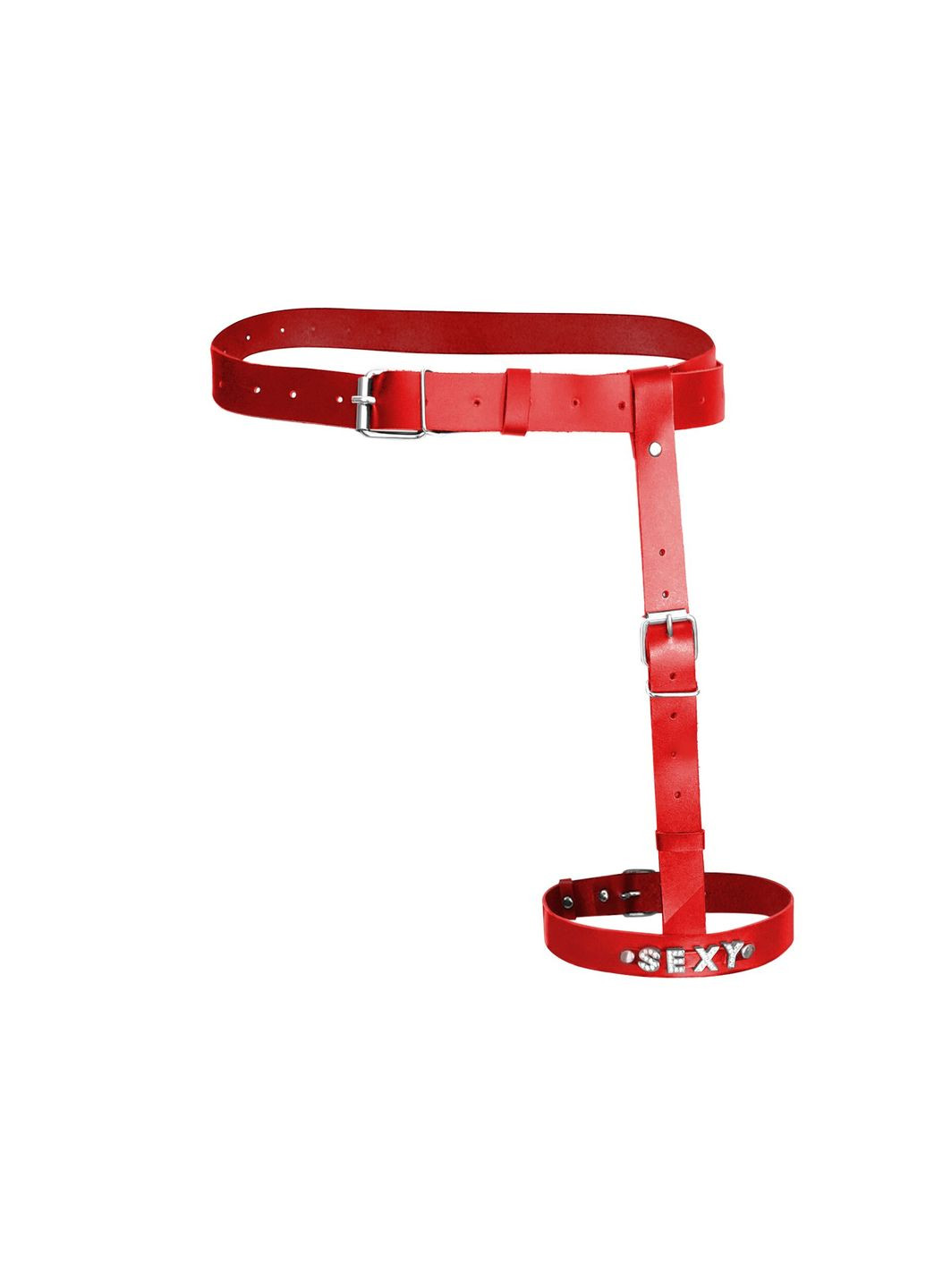 Гартер на ногу - Naomi с надписью SEXY, натуральная кожа, размер XS-2XL, цвет - CherryLove Art of Sex (282708176)