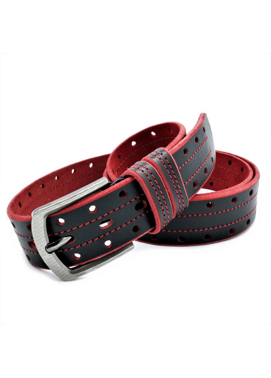 Шкіряний ремінь Чорний для чоловіків класична пряжка стильний пояс ProDobro (364668087)