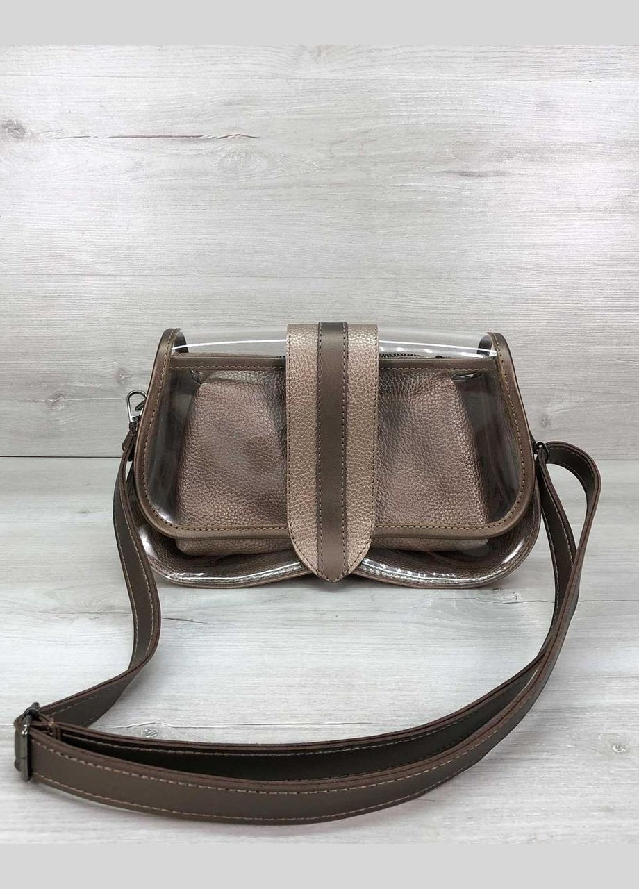 Женская сумка клатч с косметичкой на магните «Miranda» цвет прозрачный с золотом WeLassie (298921108)