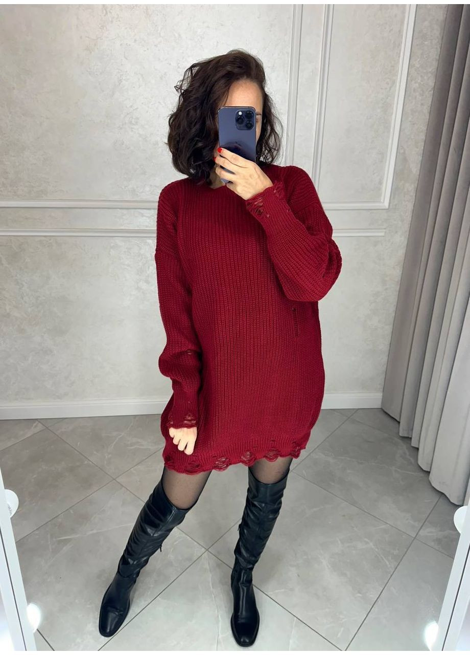 Бордовое вязаное платье турция Osoblyva