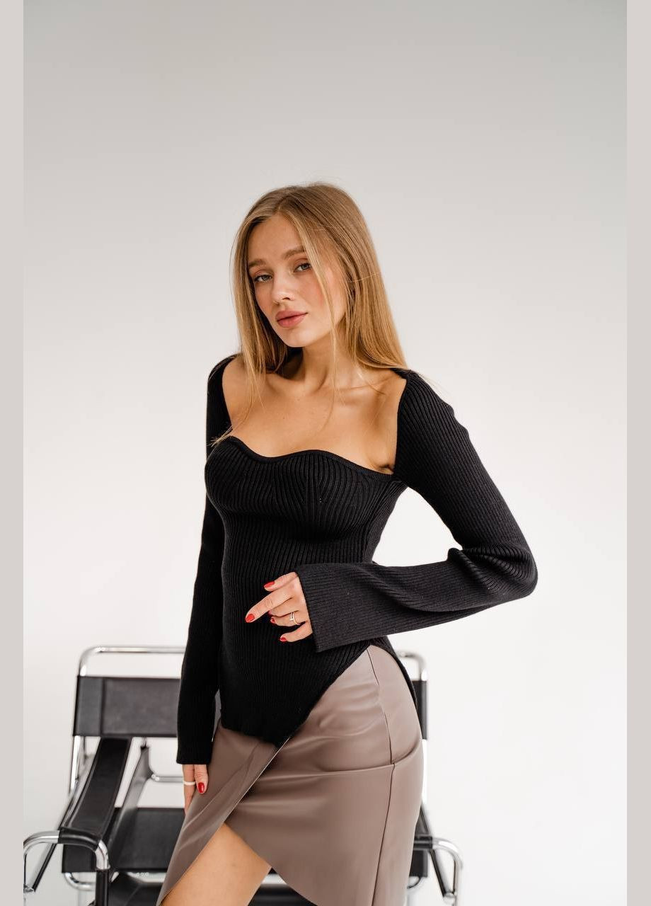 Кофта в рубчик з гарним вирізом Україна (327880209)