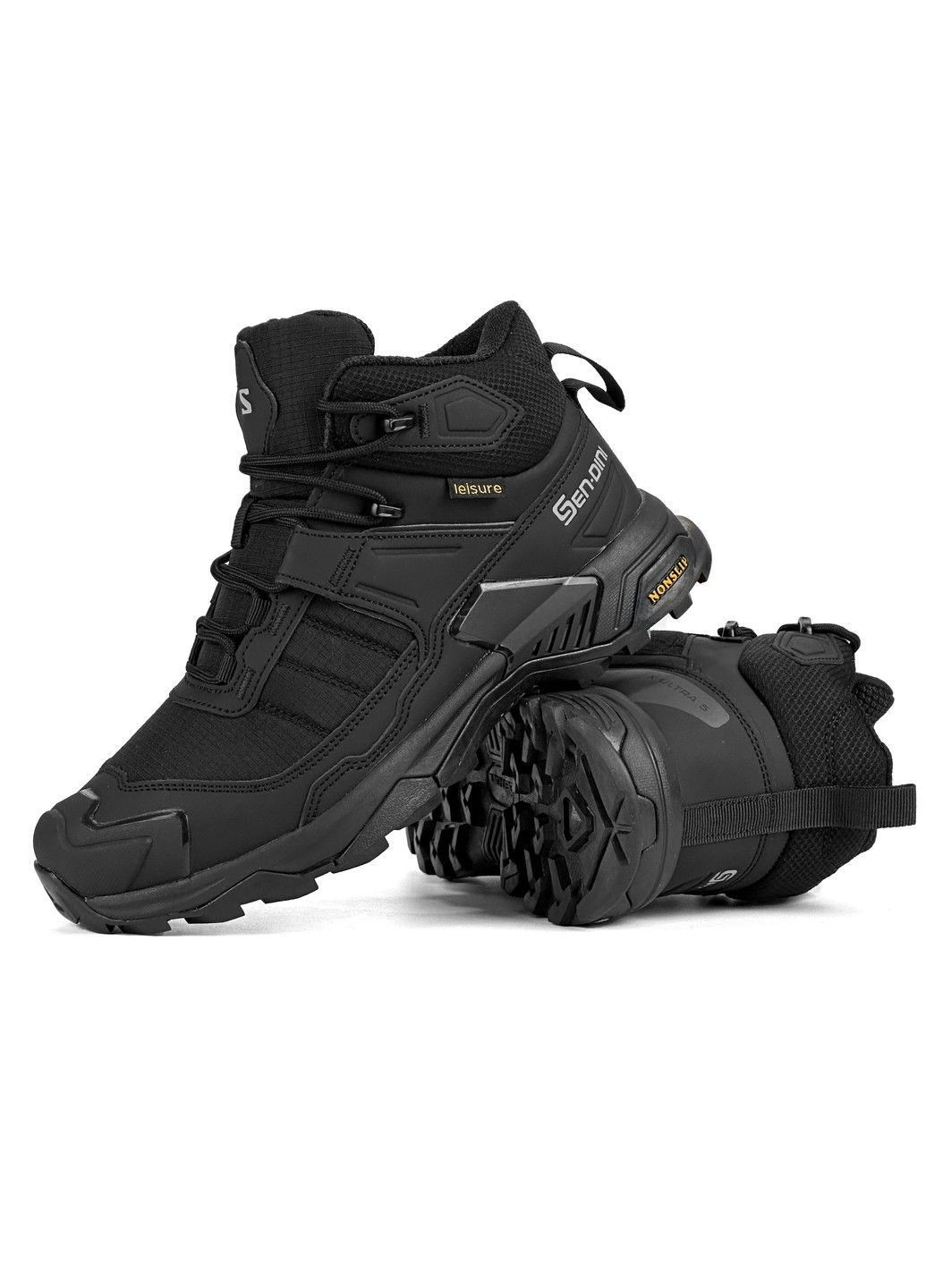 Черные зимние термо кроссовки leisure высокие Stilli