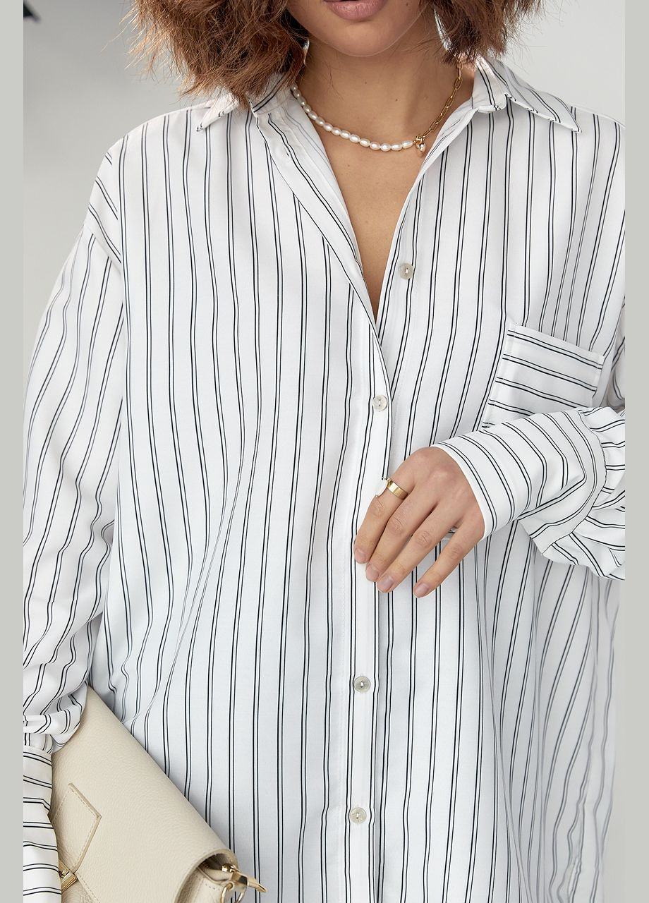 Белая кэжуал рубашка в полоску Lurex с длинным рукавом