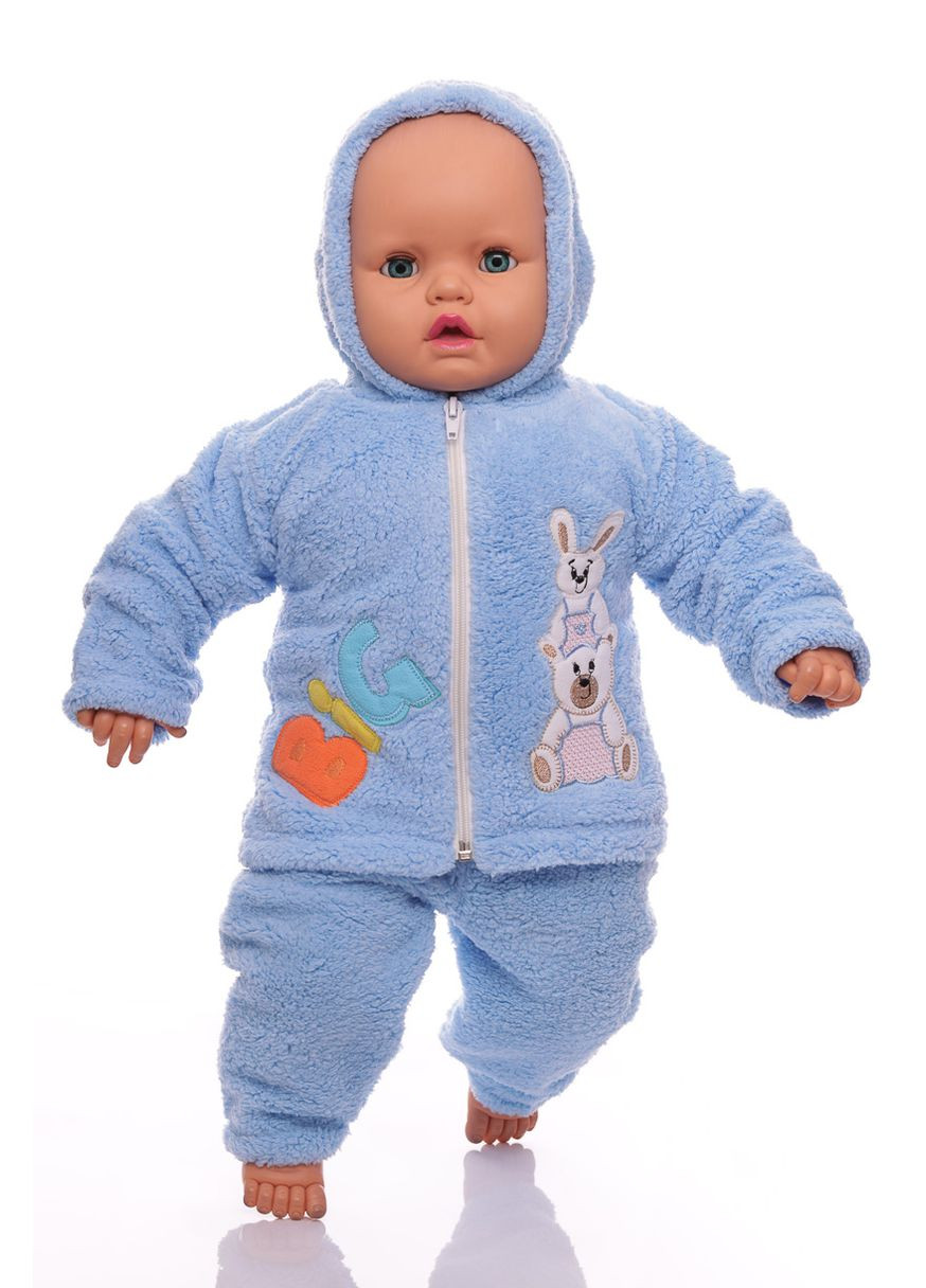 Голубой зимний костюм с длинным рукавом для мальчика махровый big голубой 68 см (26333) BABYKROHA